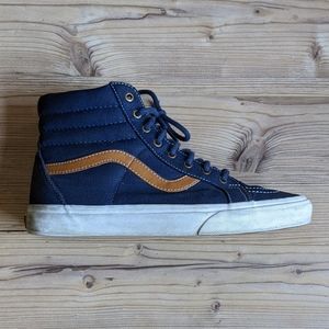Vans Sk8-Hi Navy Canvas Brown Leather US9.5